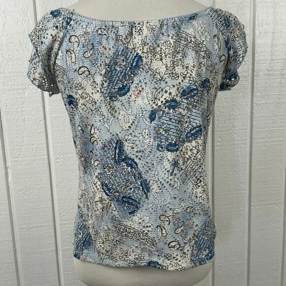 Women Vintage 1990s Milkmaid Short Sleeve Top Blue Fairy Streetwear Size Large - Picture 7 of 7